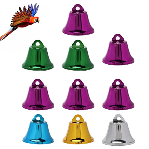 OKOVO 10 Stück Bunte Glocken, Vogelspielzeug, interaktives Eisen-Glockenspielzeug, buntes DIY-Zubehör für Papageien (3.2CM) von OKOVO