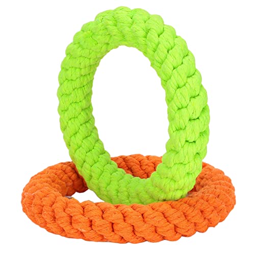 OKOVO 2-teiliges Hundespielzeug mit Ringen, Baumwollseil, Kauspielzeug für Hunde, Ringe, Hundespielzeug zum Zahnen, Reinigen, Training und Spielen von OKOVO