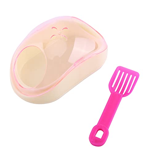 OKOVO 3 Farben Haustier-Hamster-Badezimmer, transparenter Hamster-Sand-Badebehälter, Badesand, Sauna, Toilette, Waschraum-Box mit Schaufel für kleine Hamster-Haustiere, Käfigzubehör (Pink) von OKOVO