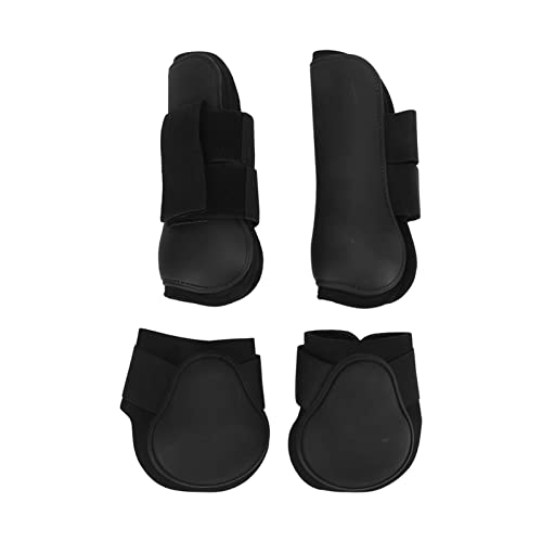 4-teilige Pferde-Vorder- und Hinterbeinstiefel, Hindernisspring-Leggings-Stiefel, Pferdesportstiefel, Pferdebeinschutzausrüstung (1 Set Black Large) von OKOVO