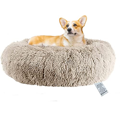 OKPOW Donut Hundebett Fuer Grosse Hunde - Flauschig Welpenbett Rund Kuscheliges - Anti Angst Katzenbett Comfy - Plüsch Haustierbett Waschbar von OKPOW