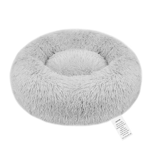 OKPOW Rundes Wolke 7 Hundebett - Waschbar Welpenbett Fuer Mittelgroße Hunde - Flauschig Anti Angst Katzenbett Comfy - Donut Kuscheliges Haustierbett Plüsch von OKPOW