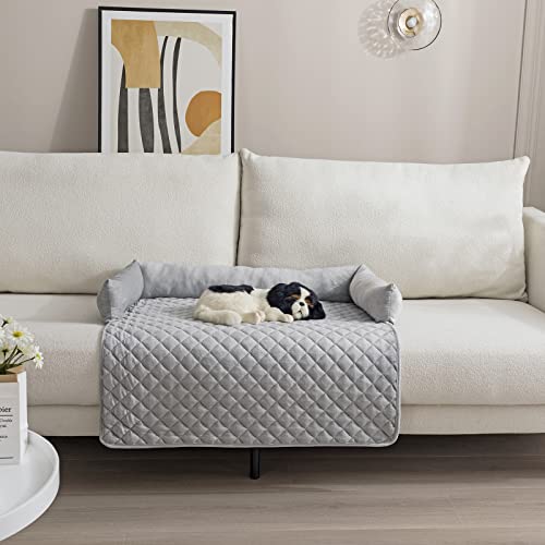 Hundebetten Hundekissen - Sofaschutz, OKYUK handgefertigtes Hundebett waschbar, hundekissen，Couchkissen, Hundematte Flauschiges Hundebett für große, mittelgroße & kleine HundeGrosse (Hellgrau，75*75cm) von OKYUK