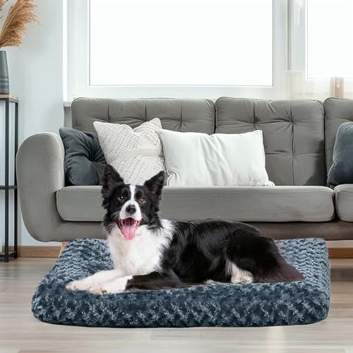 OKYUK Hundebett Waschbar, Hundekissen Sofaschutz Hundematte, Flauschiges Hundebett für Kleine Große Hunde (L, Dunkelgrau) von OKYUK