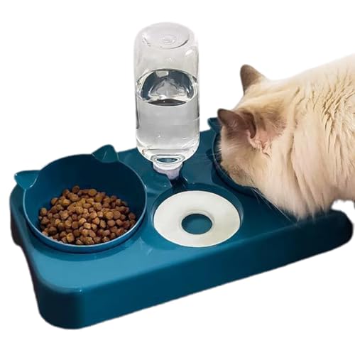 Futternapf, geneigt, dreifach, rutschfest, für Katzen, wiederverwendbar, für Kätzchen, Wasser, automatischer Futterautomat Spender von OLACD