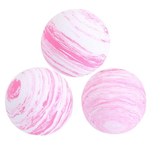 OLACD Planet-inspiriertes EVA-Katzenball-Spielzeug, 3 Stück: weich, leicht, rosa, interaktives, unterhaltsames Design, tragbares Haustierspielzeug für Kätzchen und Welpen, ideal für Zuhause, Jagd von OLACD