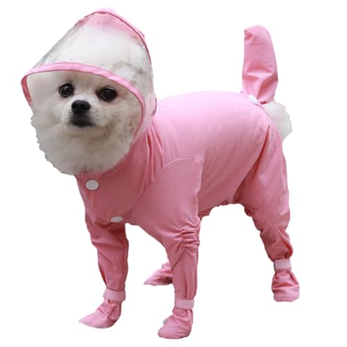 Wasserdichter Regenmantel für Haustiere mit Kapuze, Ganzkörperschutz, Hunde-Regenponcho, praktisches Katzen-Regenausrüstungs-Outfit von OLACD