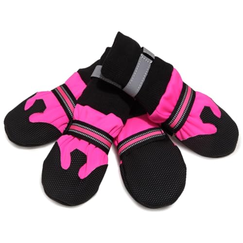 Welpenstiefel, atmungsaktiv, wasserdicht: 4 reflektierende Socken, rutschfeste Hunde-Protektoren, Pfoten-Wärme, rutschfeste Welpen-Schuhe von OLACD