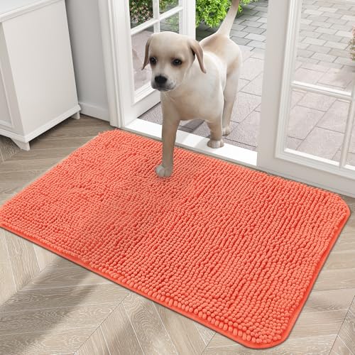 OLANLY Hunde-Fußmatte für schlammige Pfoten, 61 x 40 cm, absorbiert Feuchtigkeit und Schmutz, saugfähige, rutschfeste, waschbare Matte, schnell trocknende Chenille, Schlammmatte für Hunde, von OLANLY