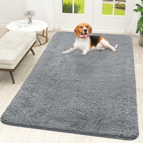 OLANLY Hunde-Fußmatte für schlammige Pfoten 70 x 46 cm, absorbiert Feuchtigkeit und Schmutz, saugfähige, rutschfeste waschbare Matte, schnell trocknende Chenille, Schlammmatte für Hunde, von OLANLY