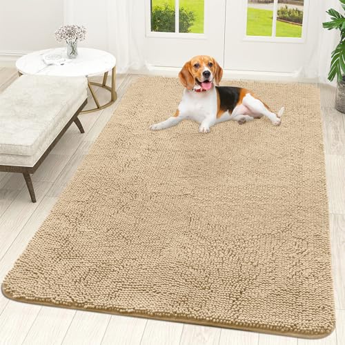 OLANLY Hunde-Fußmatte für schlammige Pfoten 70 x 46 cm, absorbiert Feuchtigkeit und Schmutz, saugfähige, rutschfeste waschbare Matte, schnell trocknende Chenille, Schlammmatte für Hunde, von OLANLY