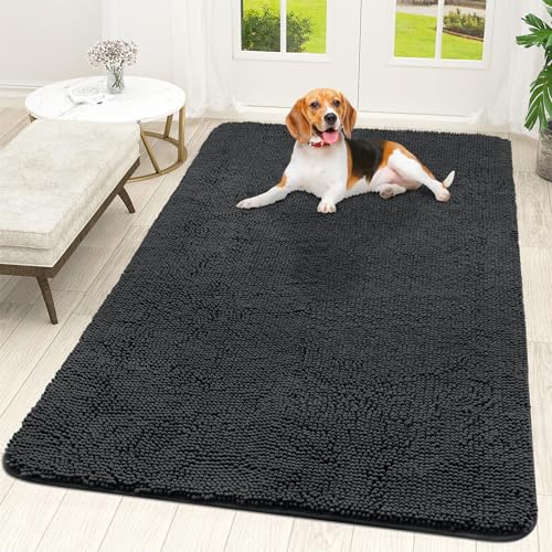 OLANLY Hunde-Fußmatte für schlammige Pfoten 70x46, absorbiert Feuchtigkeit und Schmutz, saugfähige, rutschfeste waschbare Matte, schnell trocknende Chenille, Schlammmatte für Hunde, Eingangstürmatte von OLANLY