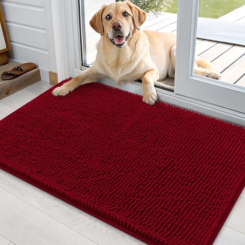 OLANLY Hunde-Fußmatte für schlammige Pfoten 91,4 x 61 cm, absorbiert Feuchtigkeit und Schmutz, saugfähige, rutschfeste, waschbare Fußmatte, schnell trocknende Chenille-Schlammmatte für Hunde, von OLANLY