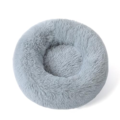 OLEOJH Donut-Katzenbett, Katzenbetten für Indoor-Katzen, groß, flauschig und bequem, rundes Plüschnest, geeignet für kleine, mittelgroße und große Katzen, Grau, Durchmesser 50 cm von OLEOJH