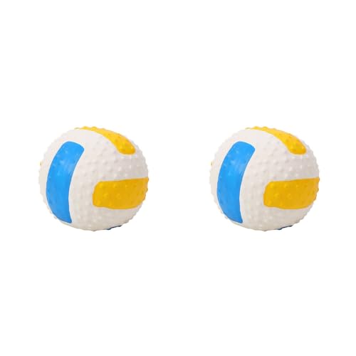 OLEOJH Quietschende Hundebälle, weich, quietschend, für kleine Hunde, Zahnreinigung und Kauspielzeug, geeignet für mittelgroße Hunde, Volleyball, 7,5 cm, 2 Stück von OLEOJH