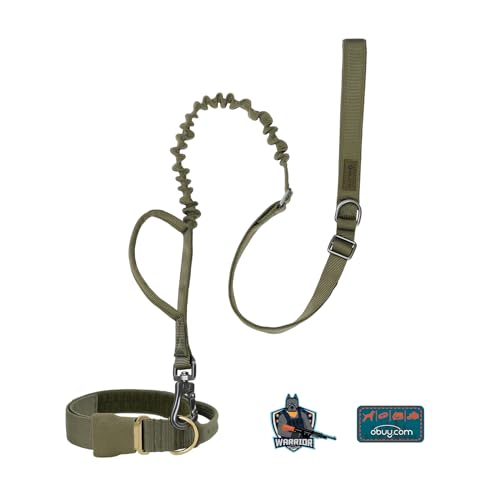 OLIFE Taktisches Hundehalsband, Verstellbares Halsband mit Griff, Stabile Leash（300kg aushalten） Metallschnalle & DIY Klettverschluss, Komfortables Hundehalsband, für mittlere, große Hunde von OLIFE