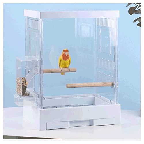 OLOTU Vogelhaus Transparenter Acryl-Vogelkäfig, Vogelflugkäfig mit ausziehbarem Tablett, moderner Vogelkäfig mit rollenden stehenden Futternäpfen Heimtiercenter von OLOTU