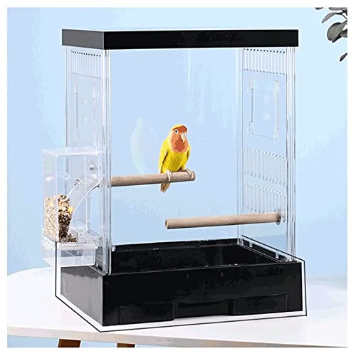 OLOTU Vogelhaus Transparenter Acryl-Vogelkäfig, Vogelflugkäfig mit ausziehbarem Tablett, moderner Vogelkäfig mit rollenden stehenden Futternäpfen Heimtiercenter von OLOTU