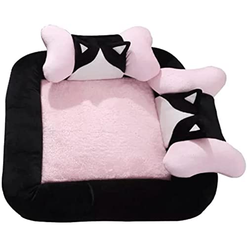Premium waschbares Hundebett mit Doppelkissen Abnehmbarer Hundekorb Katzenbett mit rutschfestem Boden Schlafmatte für Haustiere Kätzchenzwinger von OLOTU