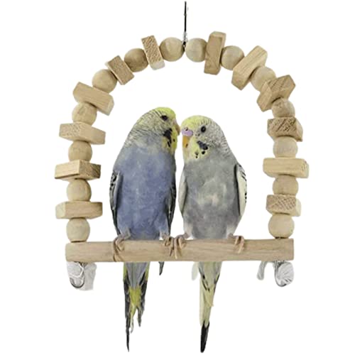 Vogelträger Holz-Vogelschaukel-Spielzeug, sicher zu kauendes Spielzeug für kleine Vögel, einfach zu installierender Vogelkäfig, multifunktionales tragbares Vogelspielzeug Sicher von OLOTU
