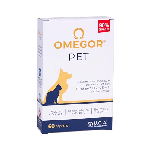 OMEGOR PET - Omega 3 Nahrungsergänzungsmittel für Hunde und Katzen auf Basis von EPA und DHA Fettsäuren aus gereinigtem Fischöl - IFOS zertifiziert von OMEGOR