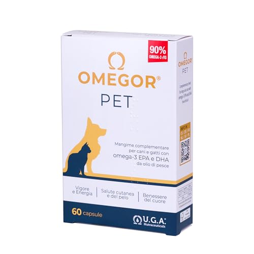 Omegor Pet - Omega3 Nahrungsergänzungsmittel für Hunde und Katzen mit EPA und DHA aus gereinigtem Fischöl von höchster Qualität - IFOS 5-Sterne-Zertifiziert - für die Gesundheit des Fells und der von OMEGOR