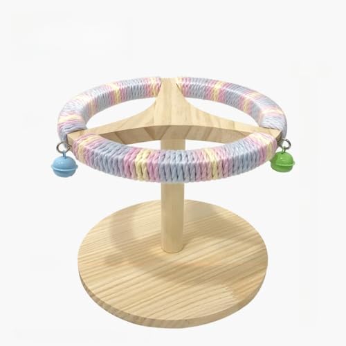 Interaktiver Papageienspielzeug-Ständer mit drehbarem Lenkrad und Windmühle für Desktop-Spaß – Stuffy Bird Toy Playstand (Baseplate-Rainbow) von OMEM