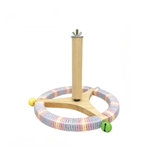 Interaktiver Papageienspielzeug-Ständer mit drehbarem Lenkrad und Windmühle für Desktop-Spaß – Stuffy Bird Toy Playstand (Hanging-Rainbow) von OMEM