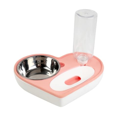 Love Shape Basic Bowls - Dual-Use Pet Bowl for Cats and Dogs with Automatic Water Feeder - Creative Design for Happy Pets (Pink) von OMEM