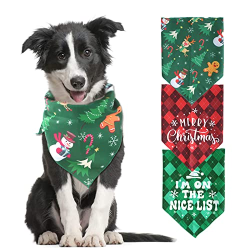 OMEM 2 Stück Weihnachten Hund Bandana Waschbar Verstellbar Dreieck Hund Schal Haustier Fliege Festlich Party Hund und Katze Kostüm von OMEM