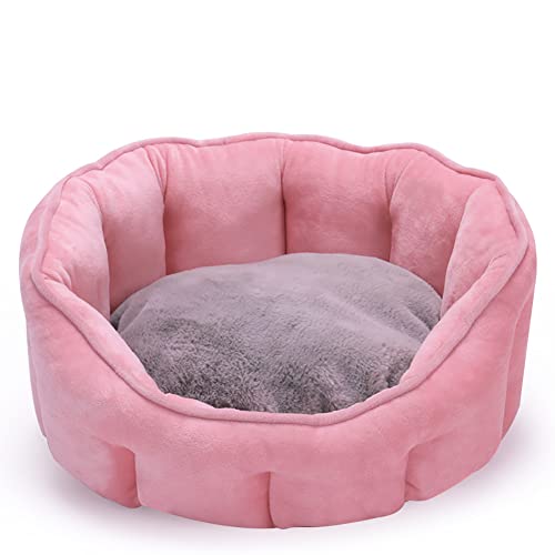 OMEM Katzenbett für Innen Weiche Katzenkissen Warmes Bett für Winter, rutschfeste Unterseite, Maschinenwaschbar, Komfortables rundes Schlafsofa zur Verbesserung des Schlafes für Kätzchen Welpe (Rosa) von OMEM