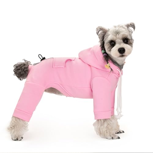 OMEM Modischer Kapuzenpullover für Herbst und Winter, speziell für kleine und mittelgroße Hunde wie Bichon, Teddy und Schnauzer, Größe L, Rosa von OMEM