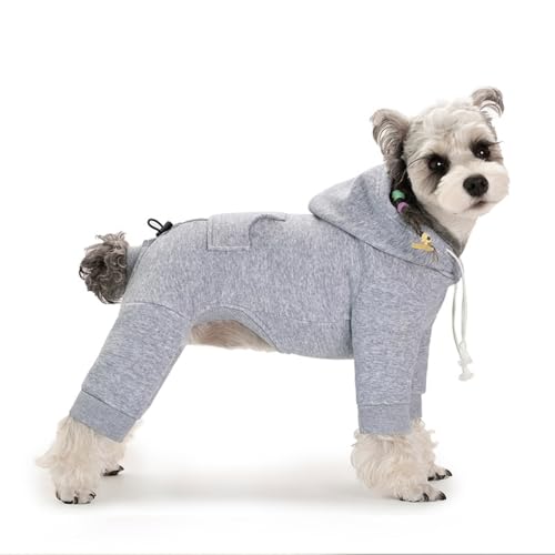 OMEM Modischer Kapuzenpullover für Herbst und Winter, speziell für kleine und mittelgroße Hunde wie Bichon, Teddy und Schnauzer, Größe M, Grau von OMEM