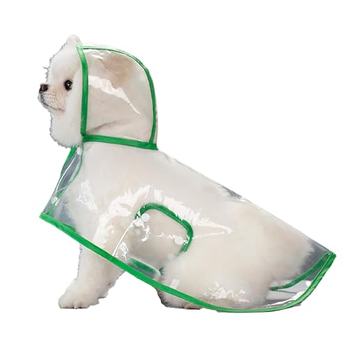 Transparenter Hunde-Regenmantel mit Kapuze, wasserdicht, verstellbar, Haustierponcho für kleine Hunde, leicht, faltbar, Kunststoff, Regenbekleidung (Blau, Größe S) von OMEM