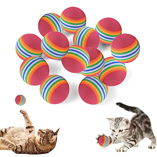 OMIGA 24 Stücke Katzenspielzeug Ball Regenbogen Katzenbälle Interaktiver 3.5 cm Katzen Ball Weicher Schaum für Indoor Outdoor Pet Cats Puppy Sports Trainingsübung Unterhaltung (Rot) von OMIGA