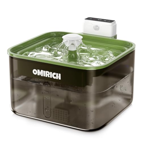 Omirich Kabelloser Katzenwasserbrunnen BPA-frei, 3,5 l, 5000 mAh, batteriebetrieben, automatischer Haustier-Wasserspender mit Bewegungssensor, flüsterleise Pumpe, ideal für Katzen und kleine Hunde, von OMIRICH