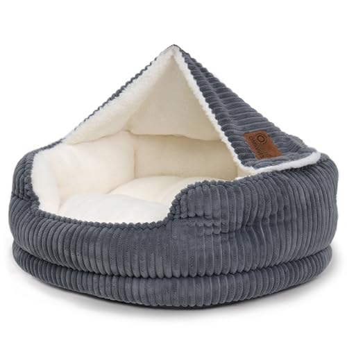 OMLIVLIES Katzenbett – Katzenbetten für Hauskatzen, weich und bequem, niedliches Katzenbett (dunkelgrau, Größe M: 53,3 x 48,3 x 20,3 cm) von OMLIVLIES