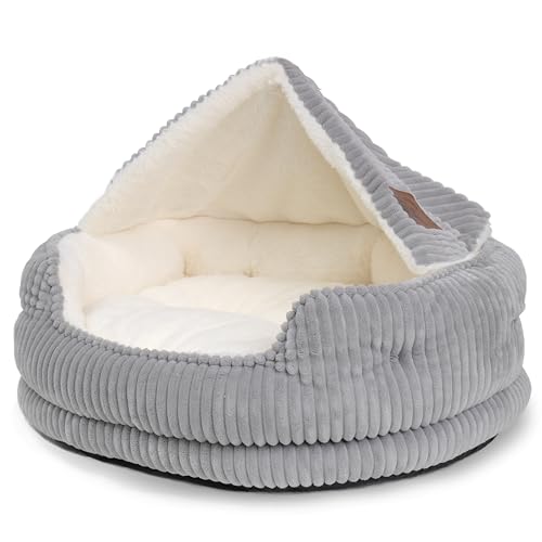 OMLIVLIES Katzenbett – Katzenbetten für Hauskatzen, weich und bequem, niedliches Katzenbett (grau, L: 63,5 x 53,3 x 22,9 cm) von OMLIVLIES