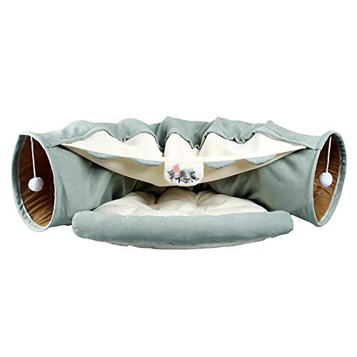 Katzentunnel Katzenspielzeug Cat Tunnel Katze Tierbedarf Katzen Kanal Faltbare Katze Spielen für Kätzchen (Farbe : Grün, Size : One Size) von ONDIAN