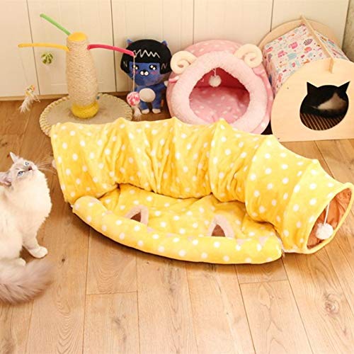 Katzentunnel Spielen Tunnel Durable Hideaway Haustier-Spielzeug Katzenspielzeug Pet Katzenbedarf Katzenspielzeug für Kätzchen (Farbe : Gelb, Size : 25x130cm) von ONDIAN