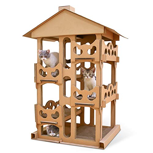 Kratzbaum Cat House Hängematten Und Katze Auf Der Plattform Thront Ist Ideal Zum Klettern Und Spielen von ONDIAN