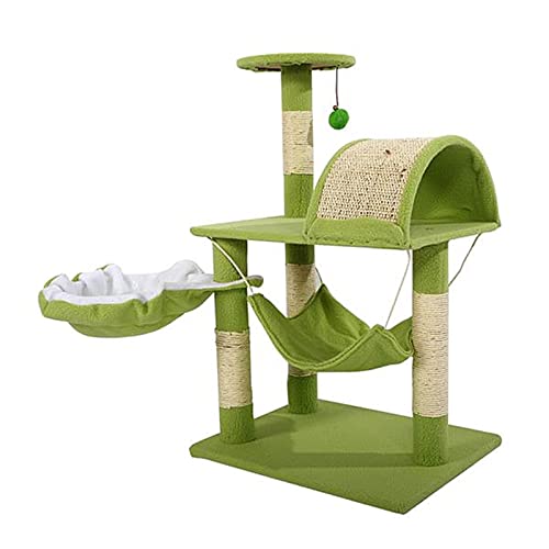 Kratzbaum Cat Tower Cat Cimbing Frame Cat Condo mit Hängemattenkätzchenmöbeln (Farbe : Grün, Size : 51x41x82cm) von ONDIAN