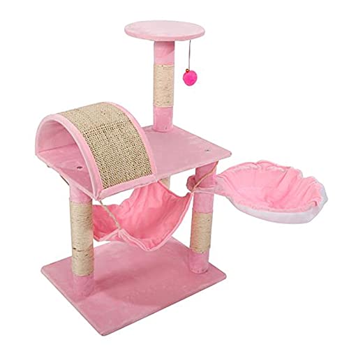 Kratzbaum Cat Tower Cat Cimbing Frame Cat Condo mit Hängemattenkätzchenmöbeln (Farbe : Rosa, Size : 51x41x82cm) von ONDIAN