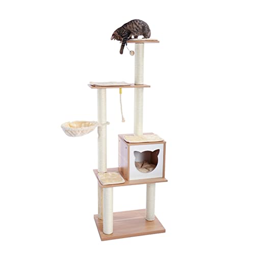 Kratzbaum Cat Tree Condo Cat Play Tower Cat Activity Center Holzkatze Eigentumswohnung Möbel von ONDIAN