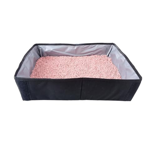 Tragbare Katzentoilette Katzentoilette, Faltbare Katzentoilette, zusammenklappbare tragbare Katzentoilette für Homecamping (Farbe : Black, Size : 40x30x10cm) von ONDIAN