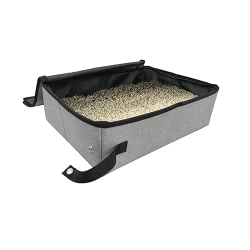 Tragbare Katzentoilette Katzentoilette mit Griff, zusammenklappbar, tragbar, Katzentoilette für Homecamping (Farbe : Gray, Size : 45x35x12.5cm) von ONDIAN