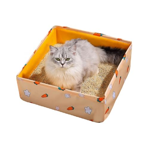 Tragbare Katzentoilette Tragbare Katzentoilette, faltbar, einfach zu Katzentoilette, Katzentoilette für Homecamping (Farbe : Gelb, Size : 40x15cm) von ONDIAN