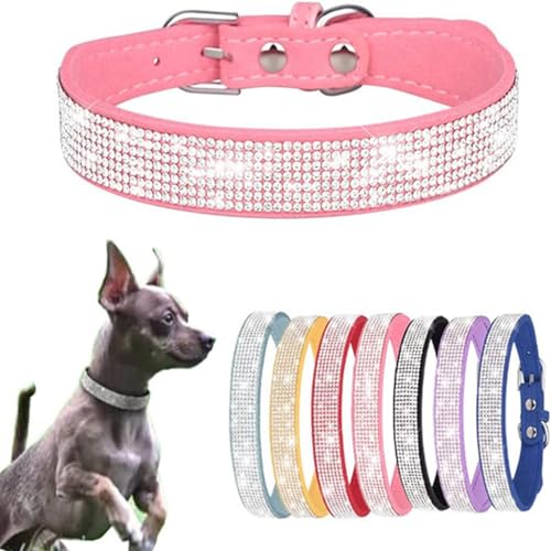 Bling Hundehalsband für kleine Hunde, ausgefallenes hübsches Strass-Diamant-Kristall, niedlich, weich, für Mädchen, Katzen, Welpen, mittelgroße und große Rassen, Haustier, weiblich, Kätzchen, Terrier, von ONEFOJOJO