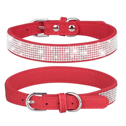 Bling Hundehalsband für kleine Hunde, ausgefallenes hübsches Strass-Diamant-Kristall, niedlich, weich, für Mädchen, Katzen, Welpen, mittelgroße und große Rassen, Haustier, weiblich, Kätzchen, Terrier, von ONEFOJOJO