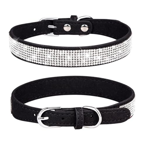 Bling Hundehalsband für kleine Hunde, ausgefallenes hübsches Strass-Diamant-Kristall, niedlich, weich, für Mädchen, Katzen, Welpen, mittelgroße und große Rassen, Haustier, weiblich, Kätzchen, Terrier, von ONEFOJOJO